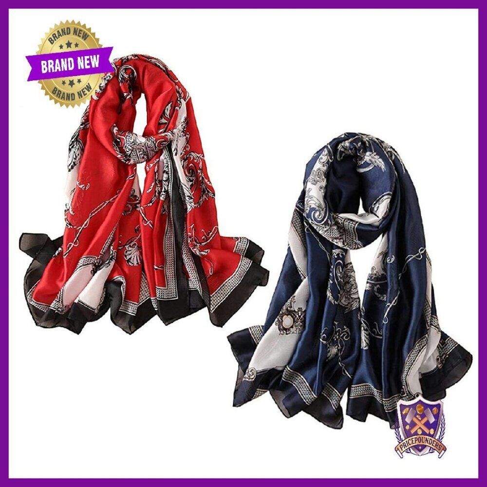 Long Mulberry Silk Scarf Shawl Wrap 70x35 Lightweight Fashion Accessory